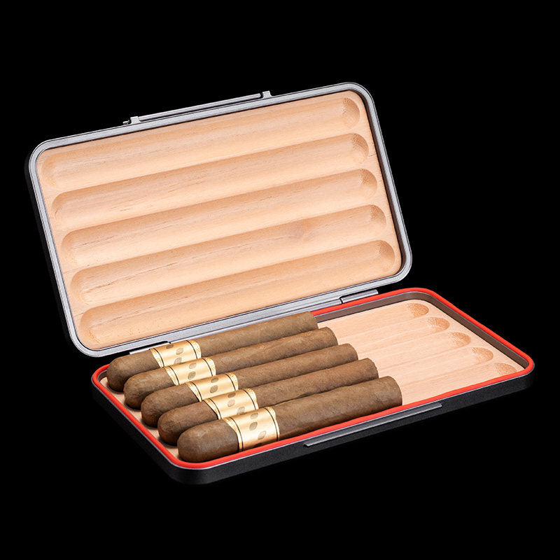 Portable Aluminum Cigar Humidor – IP65 Sealed, Cedar Lined, 200mm Travel Case