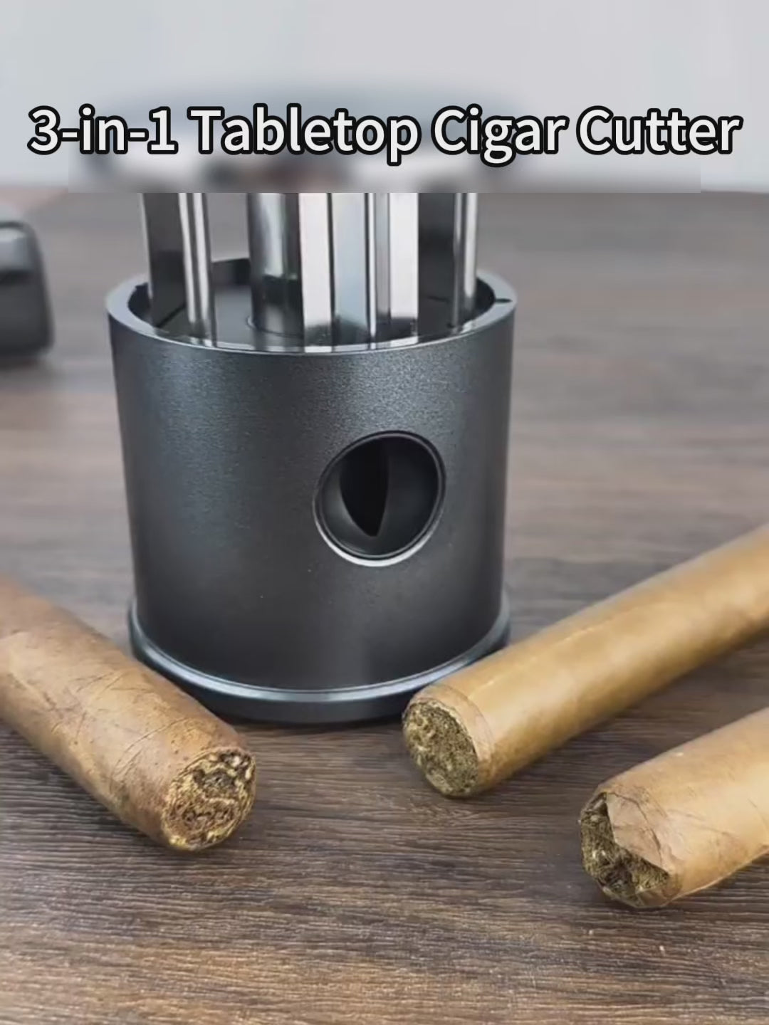 3-in-1 Tabletop Cigar Cutter with V-Cut & Dual Straight Cut (22mm / 23mm / 26mm)